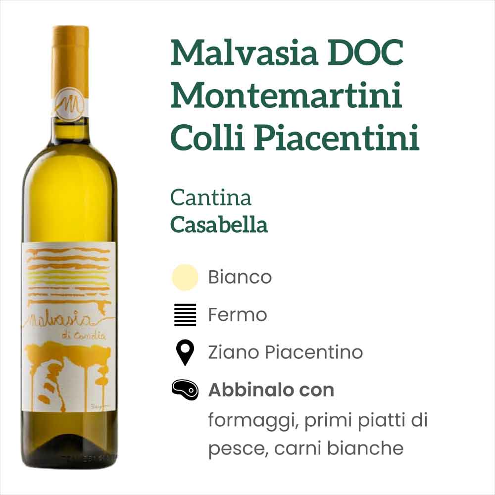 CP v 0103 Malvasia DOC Cantina Casabella Montemartini Colli Piacentini Bianco Caratteristiche e abbinamenti